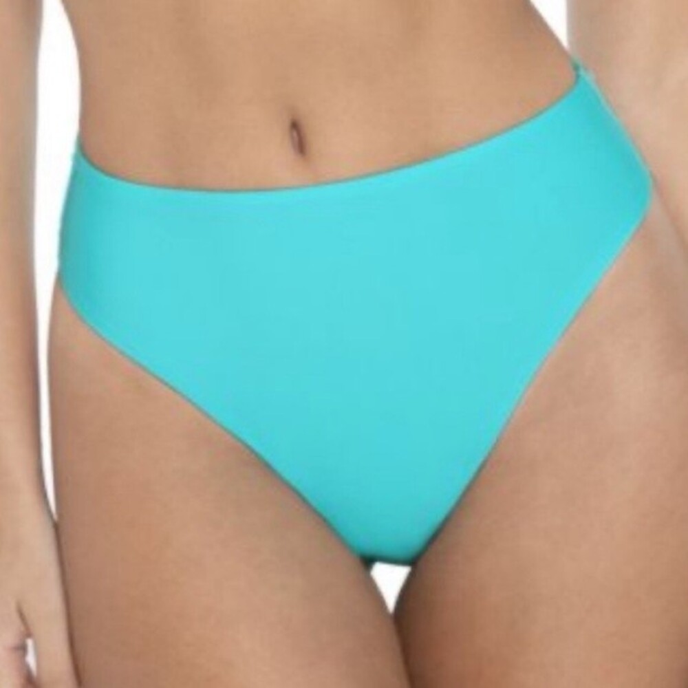 PQ SWIM Hillary high waist bikini bottoms saltwater blue pilyq sz small NEW NWT